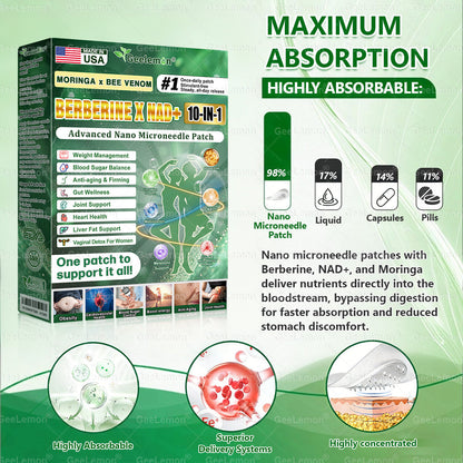 U.S. Official Store | 💞 𝐆𝐞𝐞𝐋𝐞𝐦𝐨𝐧® Moringa · Berberine × NAD+ 𝟏𝟎-𝐢𝐧-𝟏 𝐀𝐝𝐯𝐚𝐧𝐜𝐞𝐝 𝐍𝐚𝐧𝐨 𝐌𝐢𝐜𝐫𝐨𝐧𝐞𝐞𝐝𝐥𝐞 𝐏𝐚𝐭𝐜𝐡 — 𝐎𝐧𝐜𝐞 𝐃𝐚𝐢𝐥𝐲, 𝐕𝐢𝐬𝐢𝐛𝐥𝐞 𝐑𝐞𝐬𝐮𝐥𝐭𝐬 𝐢𝐧 𝟕 𝐃𝐚𝐲𝐬